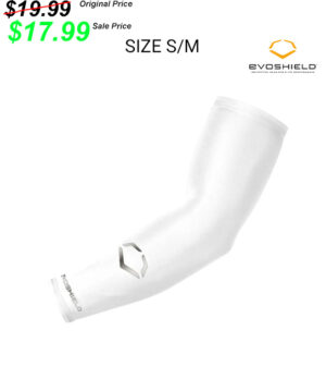PV Baseball Evoshield Solid Arm Sleeve- Size SM – WHITE