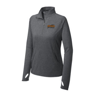 QC Mayhem Baseball Sport-Tek Ladies Sport-Wick Stretch 1/2-Zip Pullover-Charcoal Grey Heather