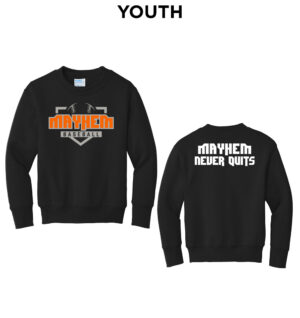 QC Mayhem Baseball Youth Fleece Crewneck Sweatshirt-Black