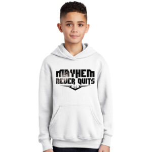 QC Mayhem Baseball Youth Fleece Hooded Sweatshirt-White