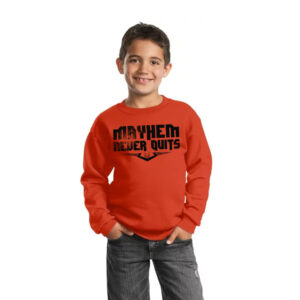QC Mayhem Baseball Youth Fleece Crewneck Sweatshirt-Orange
