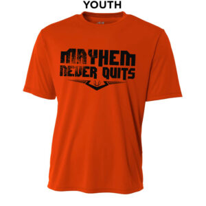QC Mayhem Baseball Youth Performance Short Sleeve Tee-orange