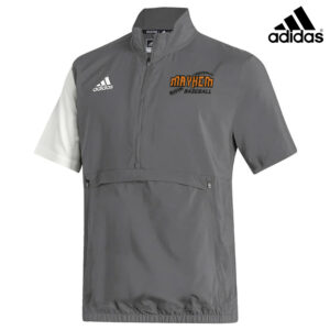 QC Mayhem Baseball Adidas STADIUM woven short sleeve 1/4 zip- Grey Four/white (M, L)