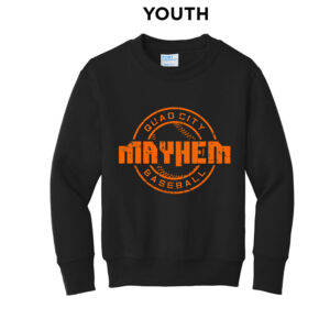 QC Mayhem Baseball Youth Fleec e Crewneck Sweatshirt-Black