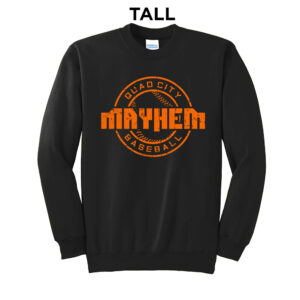 QC Mayhem Baseball Tall Fleece Crewneck Sweatshirt-Black