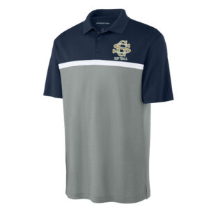 Sterling Gold SB Sport-Tek Men UV Micropique Colorblock Polo-navy/Grey/White
