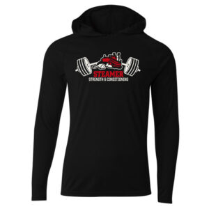 Steamer Strength Cooling Performance Long Sleeve Men Hooded Tee-Black