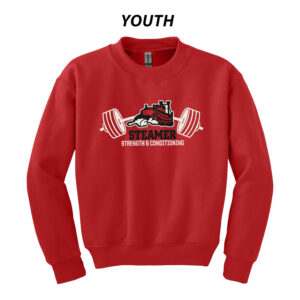 Steamer Strength Youth Fleece Crewneck Sweatshirt-Red