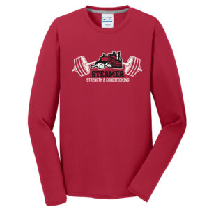 Steamer Strength Men Long Sleeve Essential Blended Performance Tee-Red