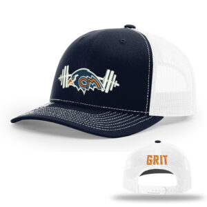 Tigerhawk Strength Richardson Pro Crown Mesh Back solid color Adjustable back cap Split-Navy/White