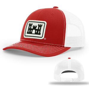 US Army Corps Engineers Richardson Pro Crown Mesh Back Adjustable back Split Cap-Red/White