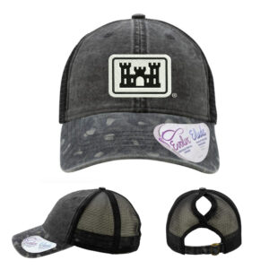 US Army Corps Engineers Infinity Her Women’s Printed Visor with Mesh Back Cap-Black/Black Leopard