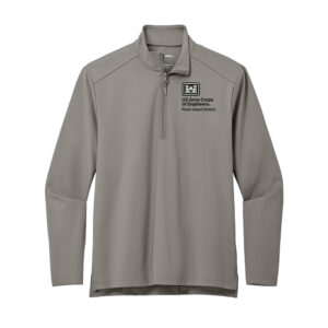 US Army Corps Engineers Port Authority Men C-FREE Double Knit 1/4-Zip-Smoke Grey