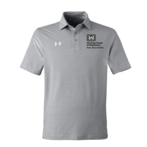US Army Corps Engineers Under Armour DRIVE Team Stripe Premium Polo – Mod Grey