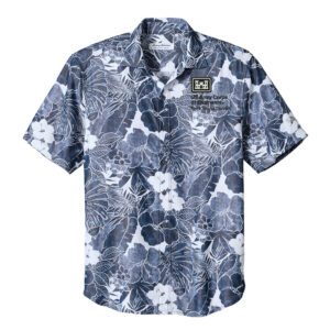US Army Corps Engineers Tommy Bahama Coconut Point Playa Flora Short Sleeve Shirt-Blue Note