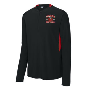 Union Softball Sport-Tek Men Club 1/4-Zip Pullover-Black/Red