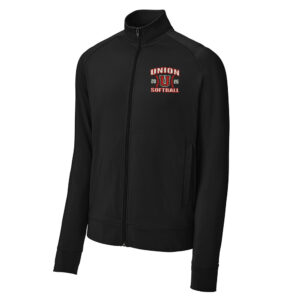 Union Softball Sport Tek Men Sport Wick Stretch Full Zip Cadet Jacket-Black