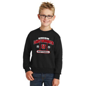 Union Softball Youth Fleece Crewneck Sweatshirt-Black