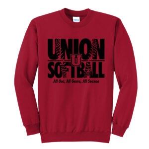 Union Softball Unisex Fleece Crewneck Sweatshirt-Red