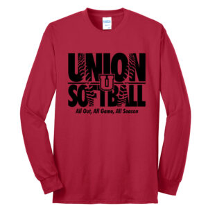 Union Softball Unisex Cotton Long Sleeve Tee-Red