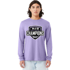 Bett Girls Soccer Champs BELLA and CANVAS Unisex Heather CVC Long Sleeve Tee-Heather Dark Lavender