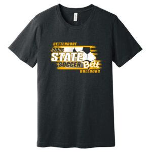 Bett Girls Soccer Champs Bella and Canvas Unisex Heather CVC Short Sleeve Tee-Dark Grey Heather
