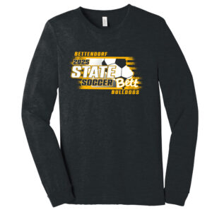 Bett Girls Soccer Champs BELLA and CANVAS Unisex Heather CVC Long Sleeve Tee-Dark Grey Heather