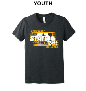 Bett Girls Soccer Champs Bella and Canvas YOUTH  Heather CVC Short Sleeve Tee-Dark Grey Heather