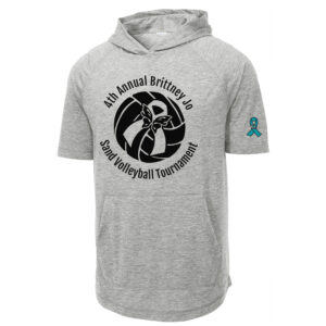 Brittney Jo 4th Annual Sport-Tek Posicharge Tri-Blend Wicking Short Sleeve Hoodie Men-Light Grey heather