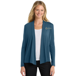 1st Gateway Port Authority Ladies Concept Knit Cardigan-Dusty Blue