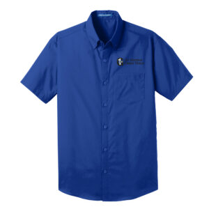 1st Gateway Port Authority Men Short Sleeve Carefree Poplin Shirt-True Royal