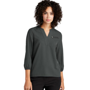 1st Gateway Mercer and Mettle Women’s Stretch Crepe 3/4-Sleeve Blouse-Anchor Grey