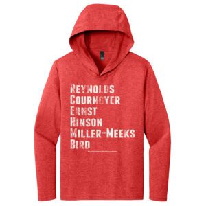 Iowa FRW Adult Perfect Triblend Long Sleeve Hoodie Tee-Red Frost
