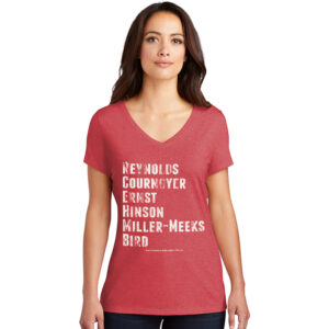 Iowa FRW District Women V Neck Perfect Triblend Tee-Red Frost