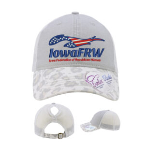 Iowa FRW Infinity Her Women’s Printed Visor with Mesh Back Cap-Grey/Snow Leopard