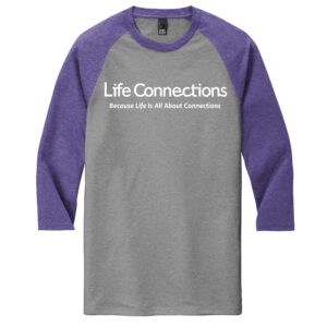 Life Connections District Made Mens Perfect Tri 3/4-Sleeve Raglan-Purple Frost/Grey Frost