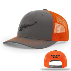 Muddy River Rugby Richardson Pro Crown Mesh Back Adjustable back cap Split-Charcoal/Orange