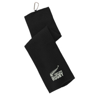 Muddy River Rugby Port Authority Waffle Microfiber Golf Towel-Black