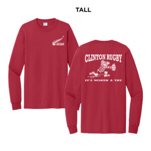 Muddy River Rugby Tall Cotton Long Sleeve Tee-Red