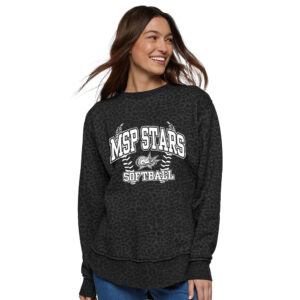 MSP Stars SB LAT Women’s Weekend Fleece Crewneck Sweatshirt-Black Leopard