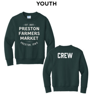 Preston Farmers Market Crew Youth Fleece Crewneck Sweatshirt-Dark Green