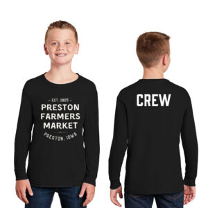 Preston Farmers Market Crew Youth Cotton Long Sleeve Tee-Black