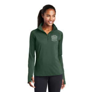 Preston Farmers Market Crew Sport-Tek Ladies Sport-Wick Stretch 1/2-Zip Pullover-Forest Green