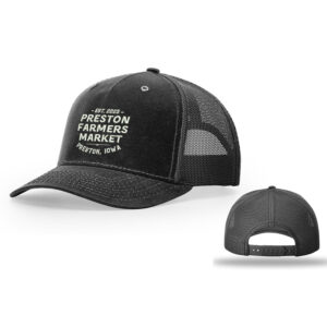 Preston Farmers Market Crew Richardson  Hawthorne Trucker  Mesh Back Adjustable back cap-Black