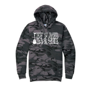 50 Pound Rooster Band Unisex Core Fleece Camo Pullover Hooded Sweatshirt-Black Heather Camo