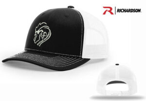 50 Pound Rooster Band Richardson Pro Crown Mesh Back Adjustable back cap Split-Black/White