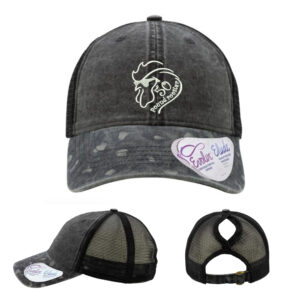 50 Pound Rooster Band Infinity Her Women’s Printed Visor with Mesh Back Cap-Black/Black Leopard