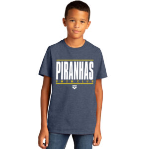 Piranhas Swim Youth District Premium Short Sleeve Tee-Heathered Navy