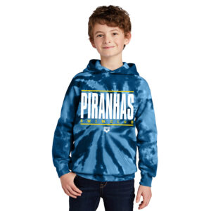 Piranhas Swim Youth Essential Tie-Dye Pullover Hooded Sweatshirt-navy
