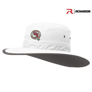 QC British Auto Club Richardson SUNRIVER Wide Brim water repellant Hat-white/charcoal EMBROIDERY